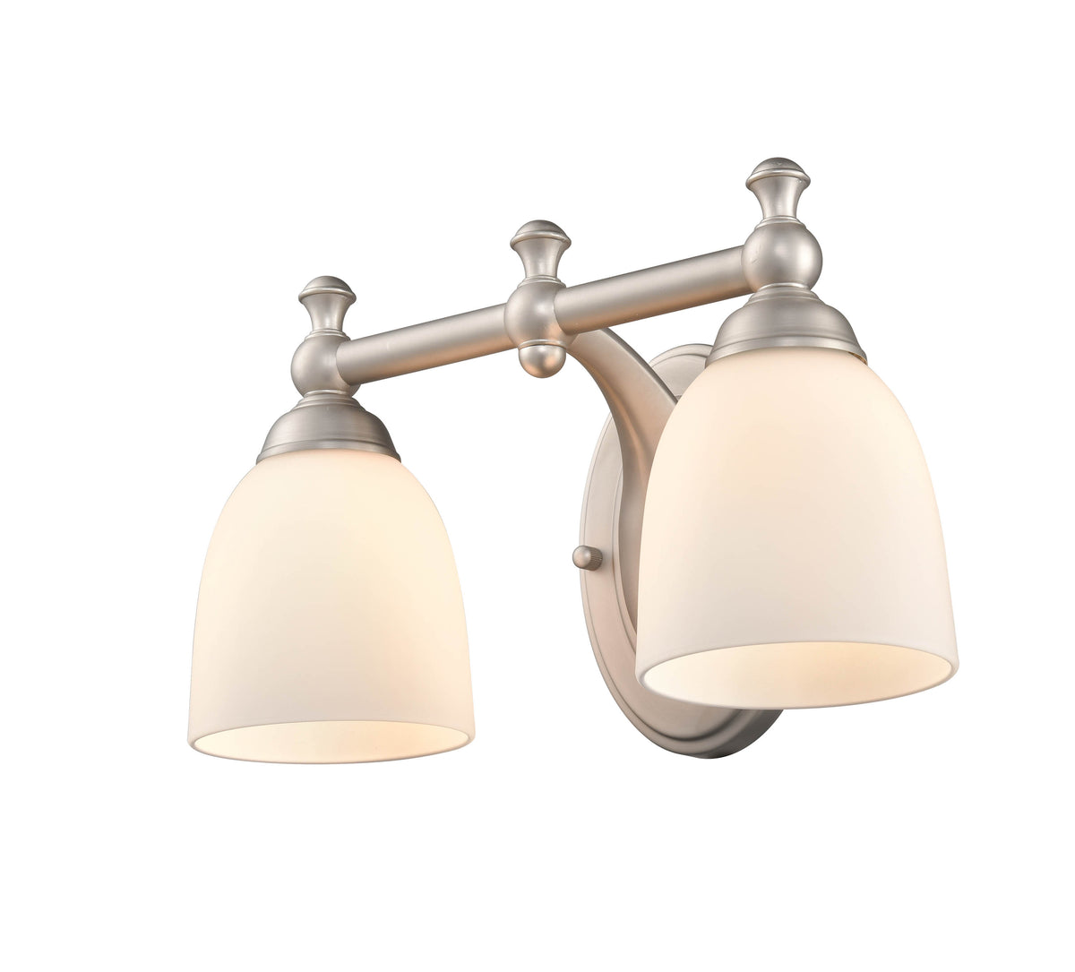 13.25-inch Satin Nickel 2-Light Etched White Glass Bathroom Vanity Light