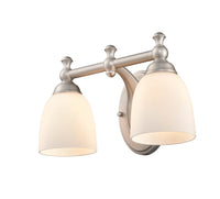 13.25-inch Satin Nickel 2-Light Etched White Glass Bathroom Vanity Light