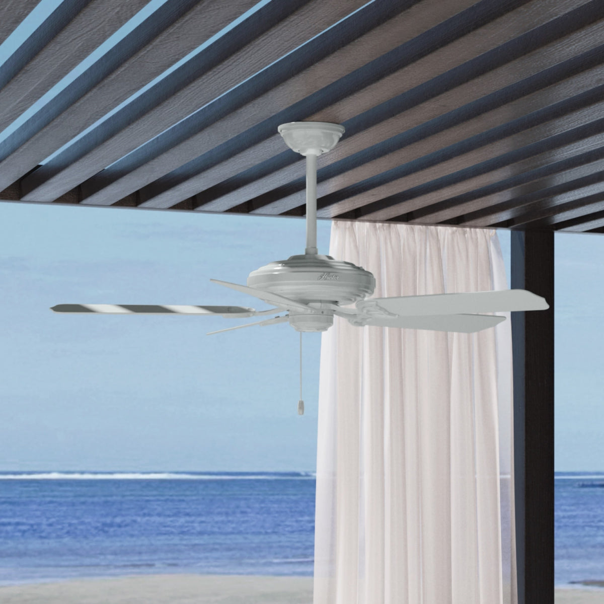 52 inch Sea Air White Indoor/Outdoor Ceiling Fan and Pull Chain