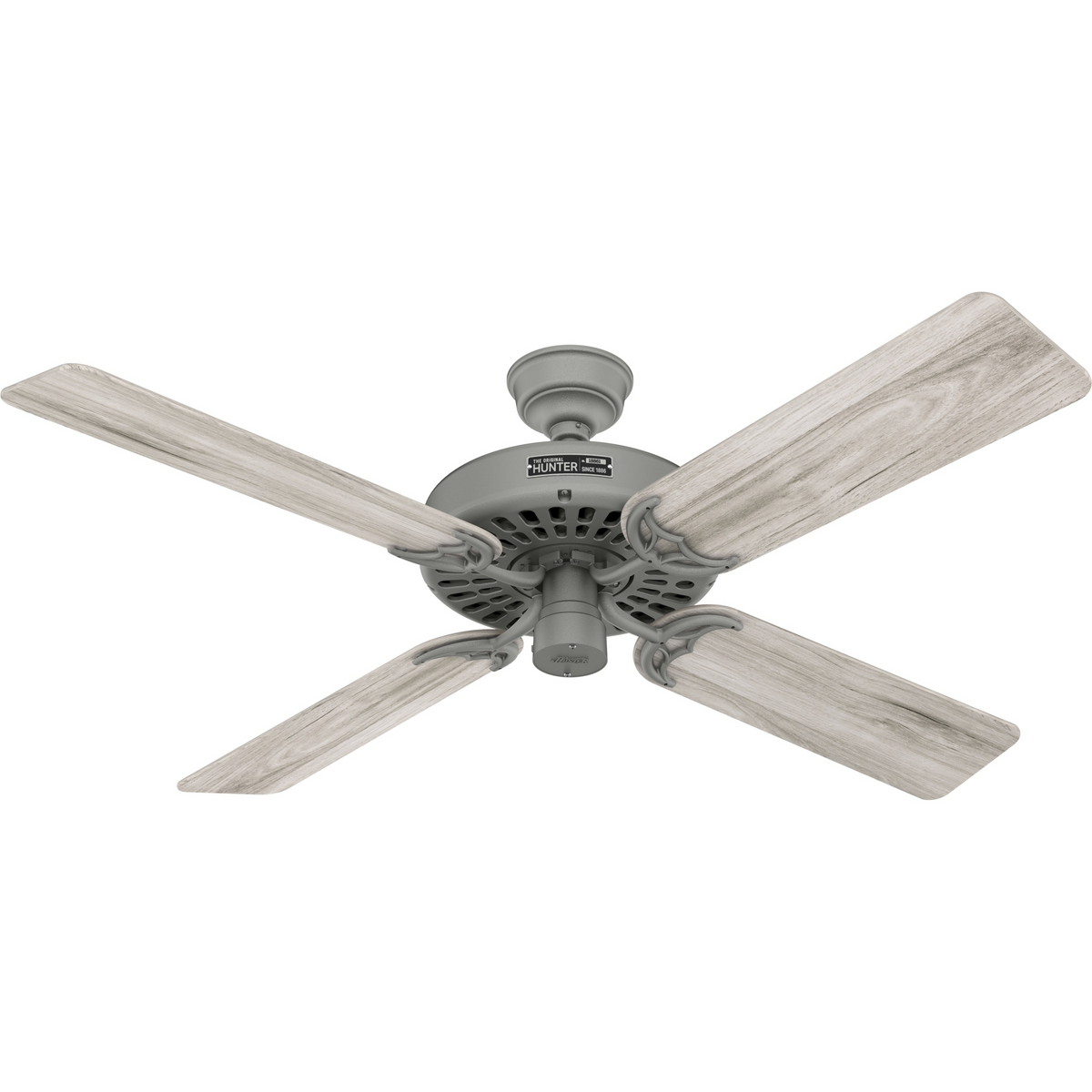 52 inch Original Matte Silver Damp Rated Ceiling Fan and Pull Chain