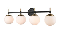 33''  Matte Black/Modern Gold 4 Light Bath Vanity