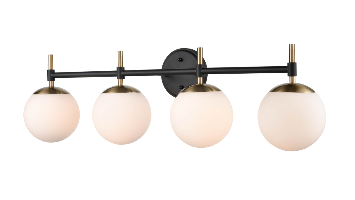 33''  Matte Black/Modern Gold 4 Light Bath Vanity