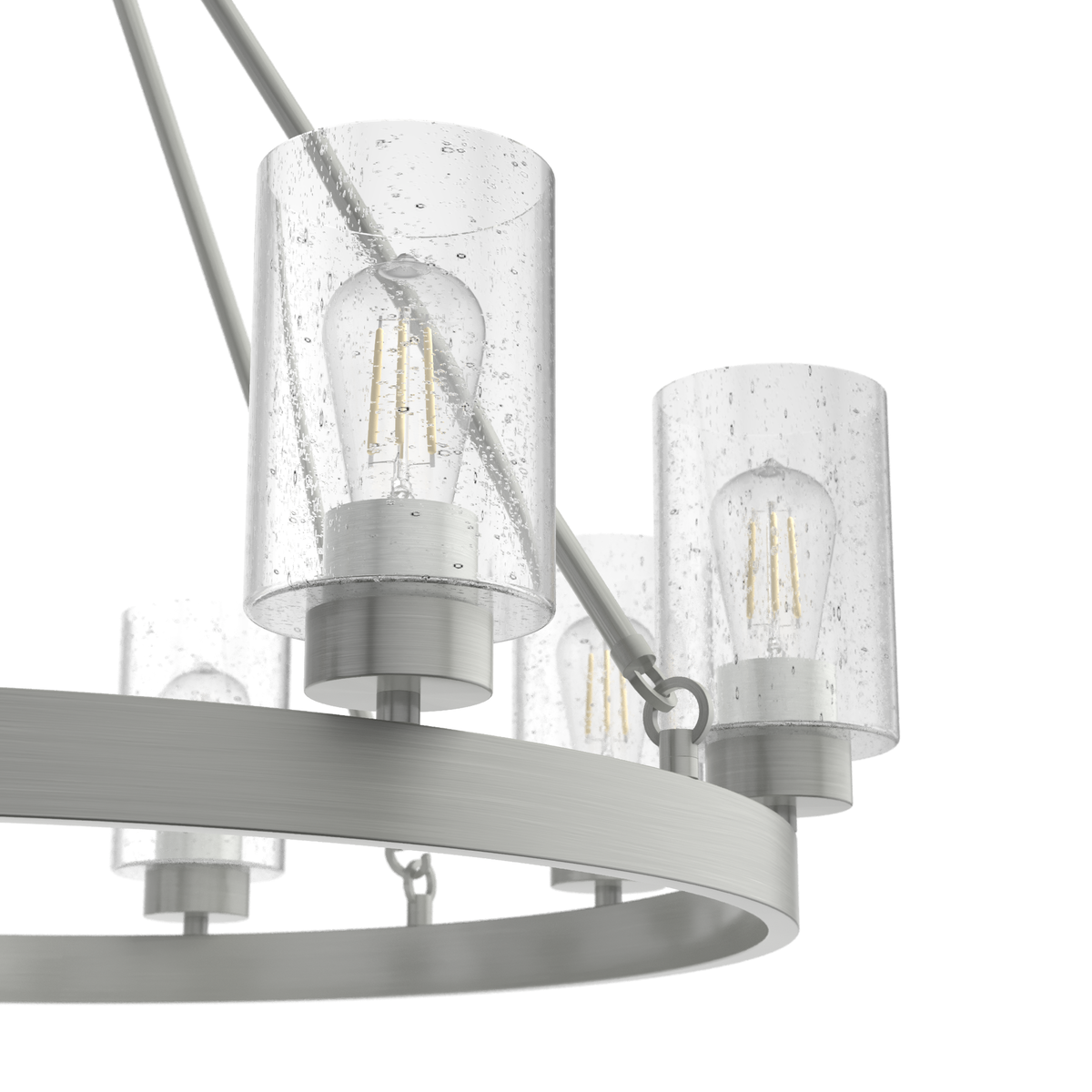 Hartland 32-inch 8-light Brushed Nickel Chandelier with Seeded Glass