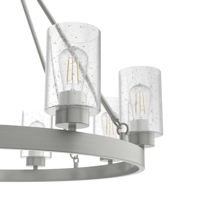 Hartland 32-inch 8-light Brushed Nickel Chandelier with Seeded Glass