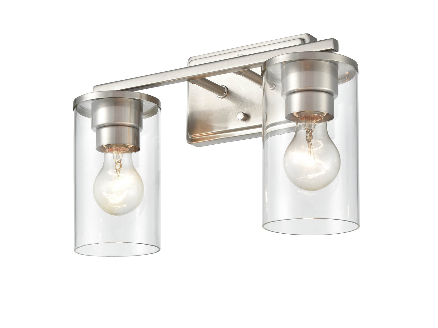 14-inch Verlana Brushed Nickel 2-Light Clear Glass Bathroom Vanity Light