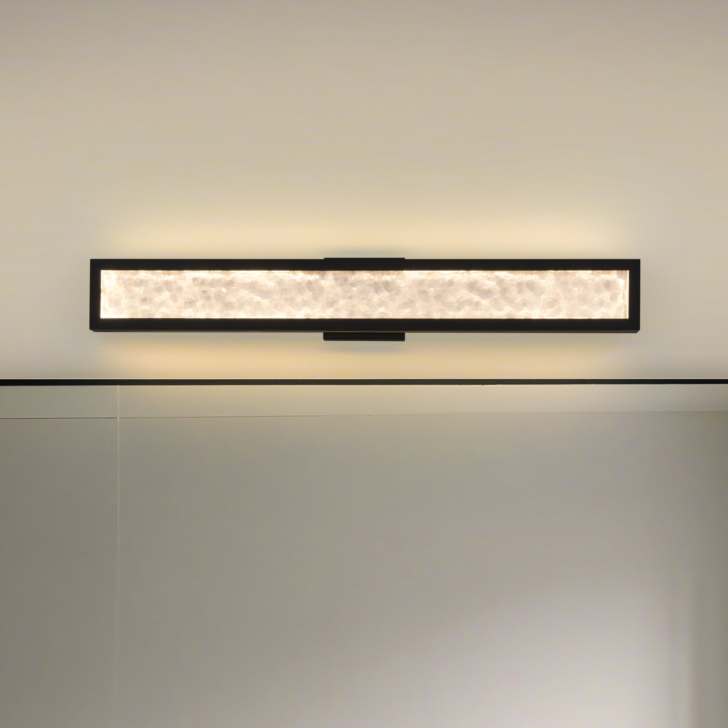 Courtney 32-inch Textured Black 5CCT LED Vanity Light with Clear Water Glass