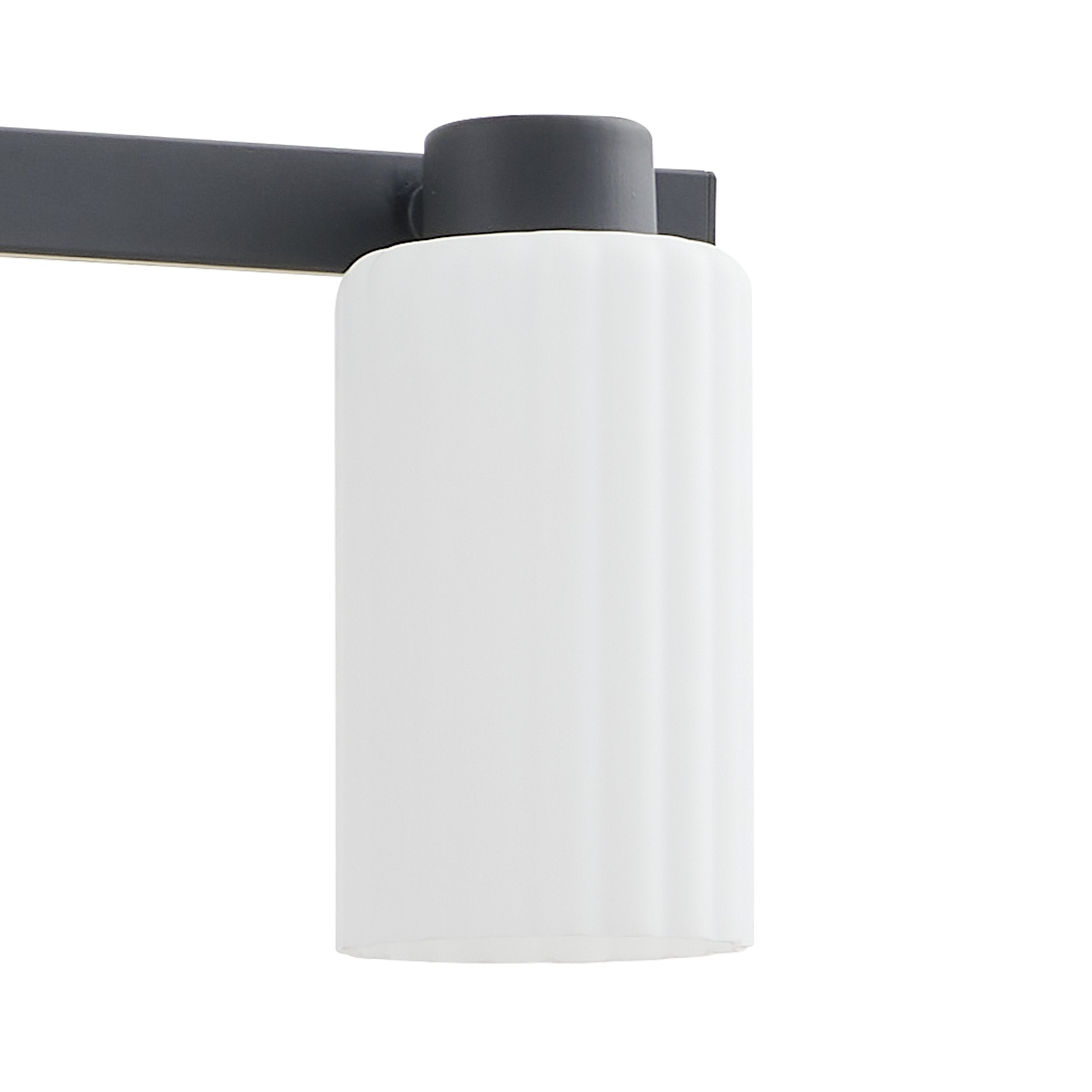 Bedminster 30-inch 4-light Matte Black Vanity Light with Etched Opal Ribbed Glass Shades