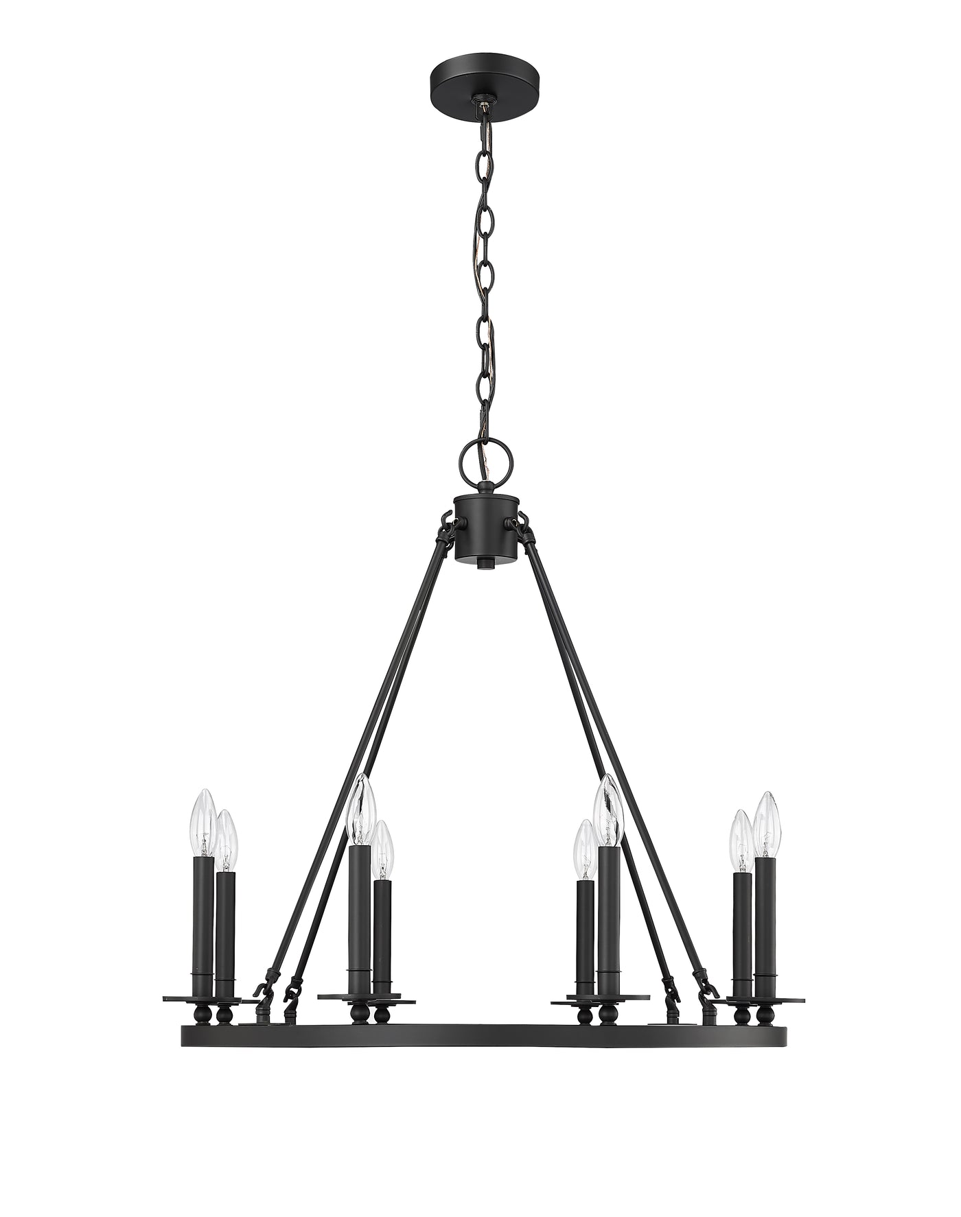 28-inch Florence Matte Black 8-Light Chandelier