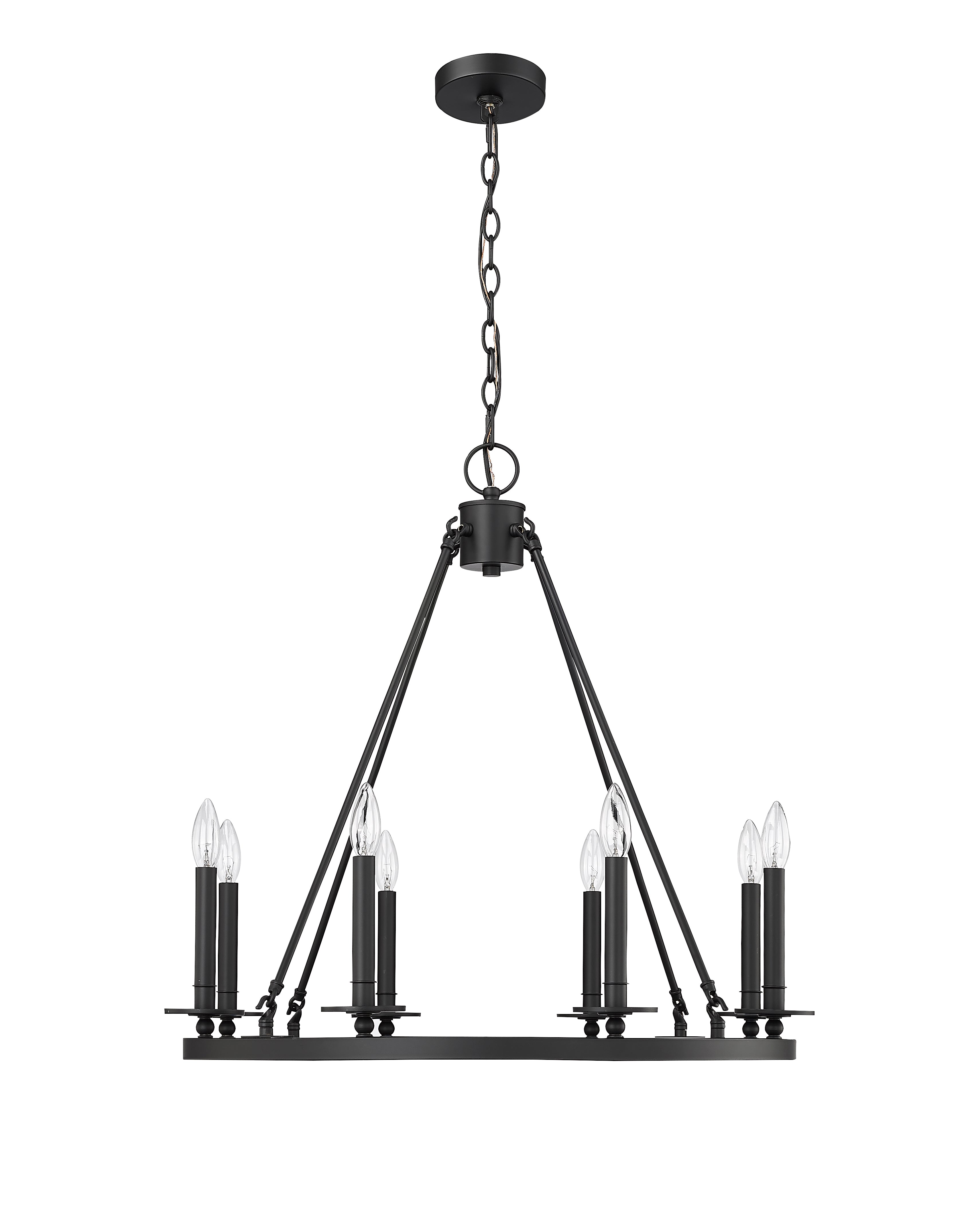 28-inch Florence Matte Black 8-Light Chandelier