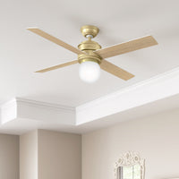 52 inch Hepburn Modern Brass Ceiling Fan with LED Light Kit and Wall Control