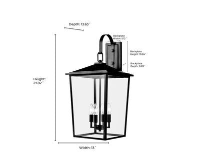 13'' Fetterton Powder Coated Black 4 Light Wall Sconce