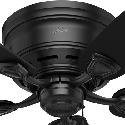 48 inch Sea Wind Matte Black Low Profile Damp Rated Ceiling Fan and Pull Chain