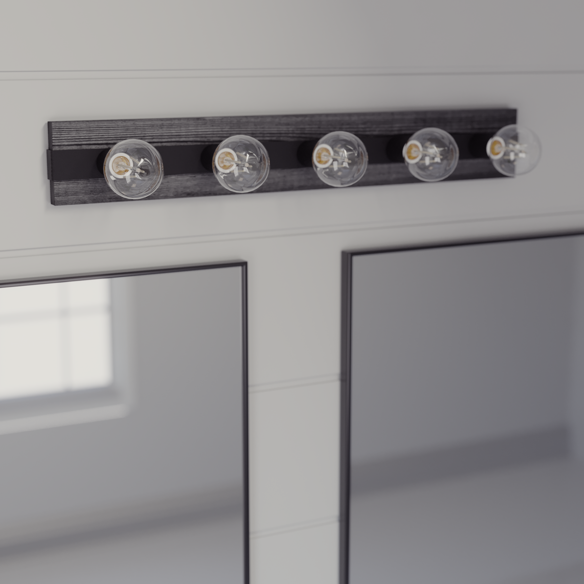 Donelson 30.25-inch 5-light Natural Black Iron and Dark Ash Vanity Light