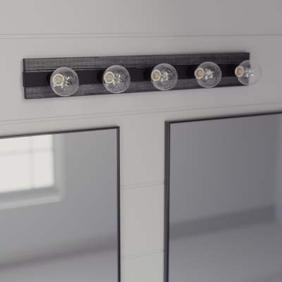 Donelson 30.25-inch 5-light Natural Black Iron and Dark Ash Vanity Light