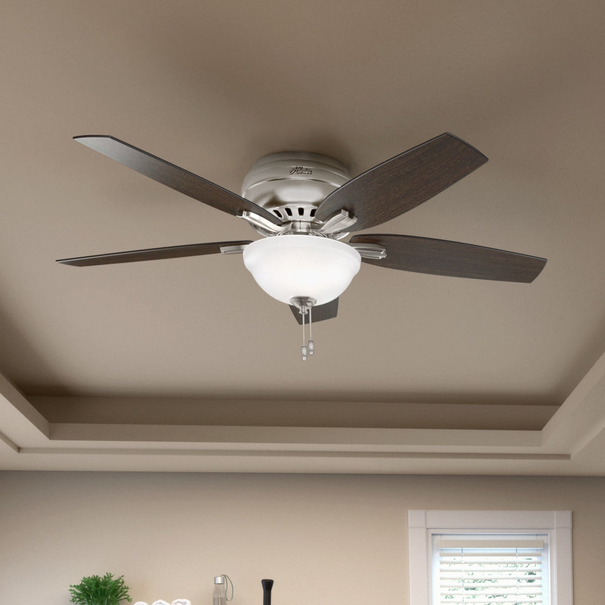 52 inch Newsome Brushed Nickel Low Profile Ceiling Fan with LED Light Kit and Pull Chain