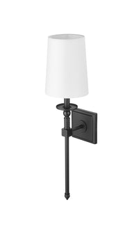 26-inch Matte Black 1-Light White Glass Wall Sconce