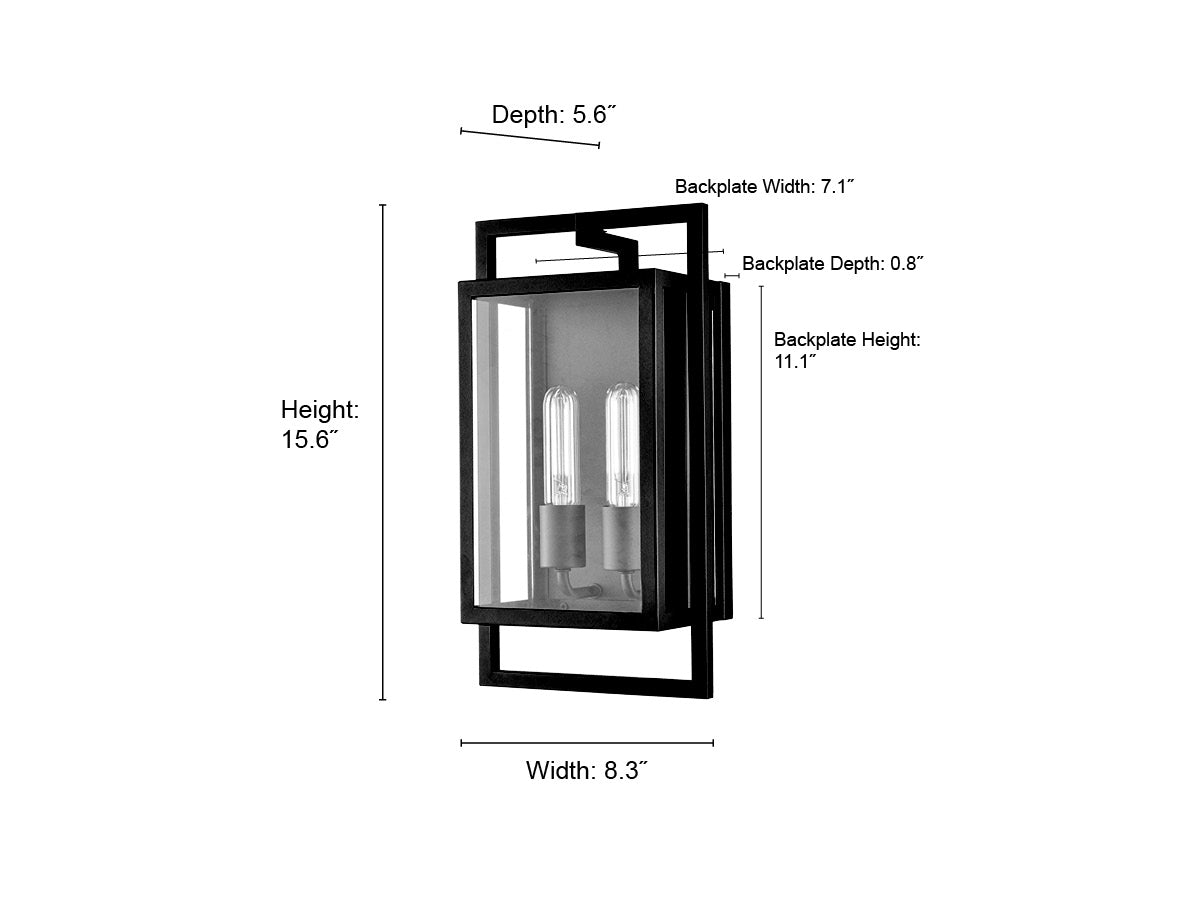 8.3'' Agatha Textured Black 2 Light Wall Sconce