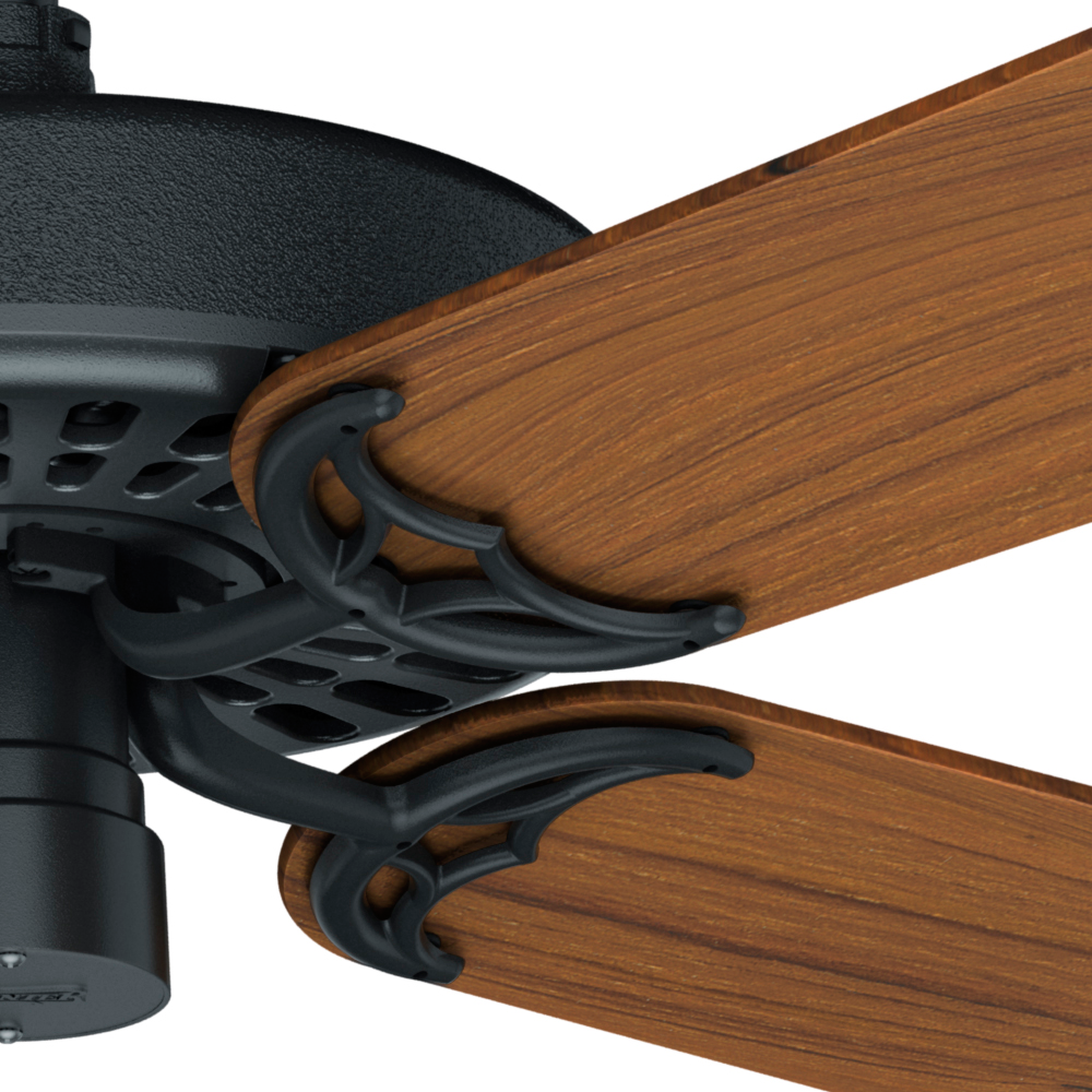 52 inch Original Matte Black Damp Rated Ceiling Fan and Pull Chain