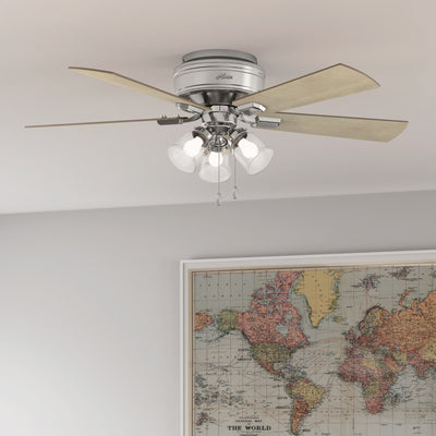52 inch Crestfield Brushed Nickel Low Profile Ceiling Fan with LED Light Kit and Pull Chain