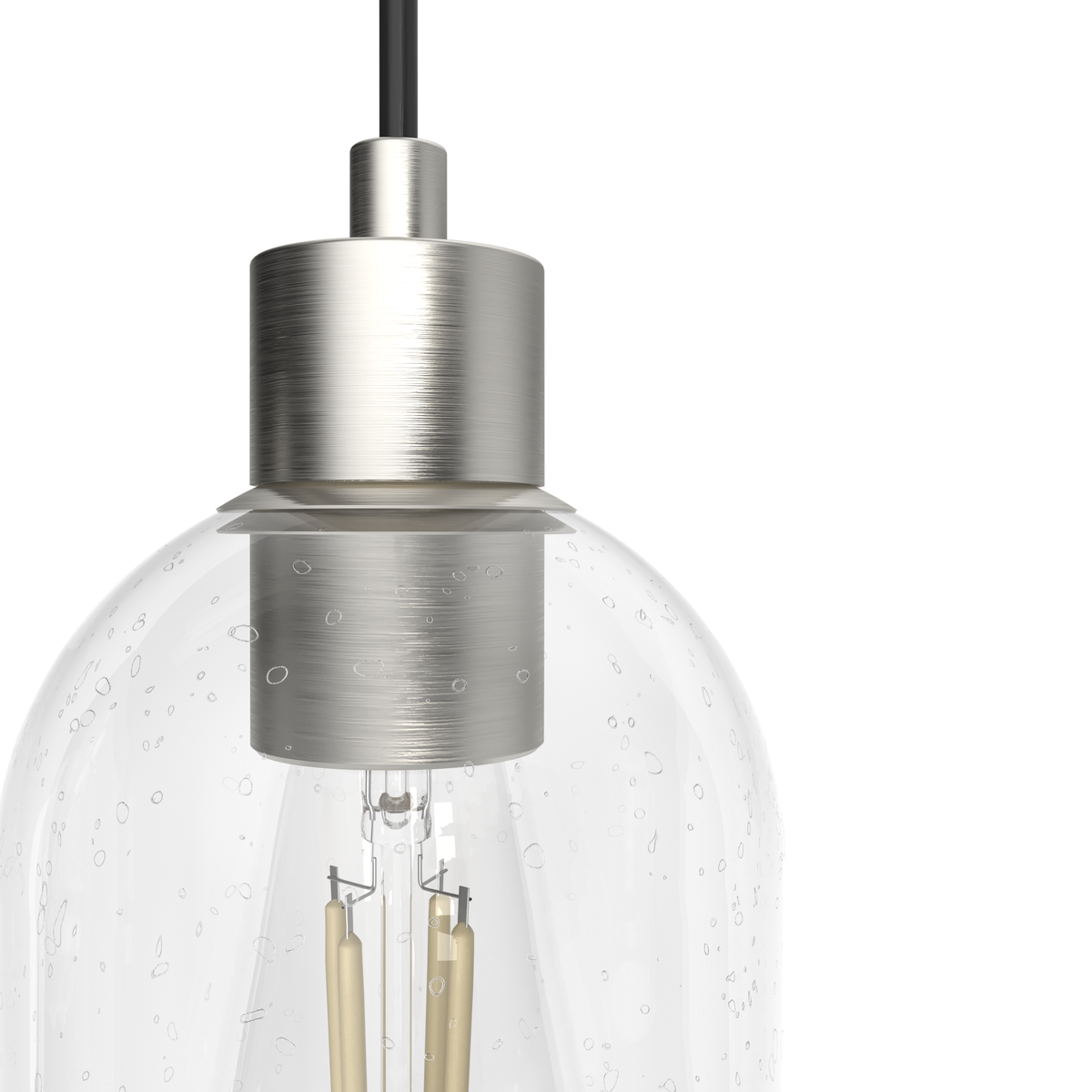 Lochemeade 28.5-inch 3-light Brushed Nickel Linear Pendant Cluster with Seeded Glass