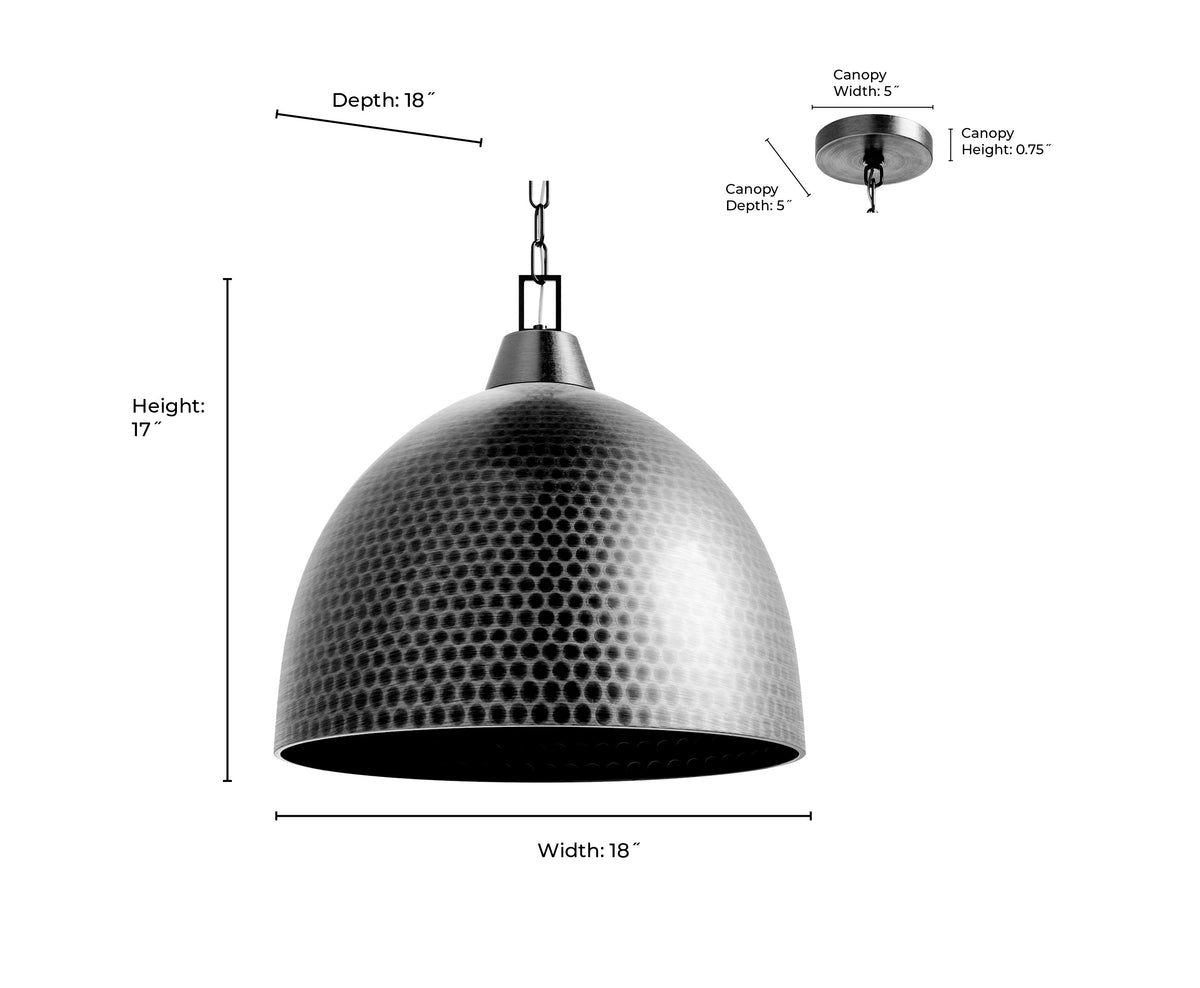 17'' Arrco Aged Brass 3 Light Pendant