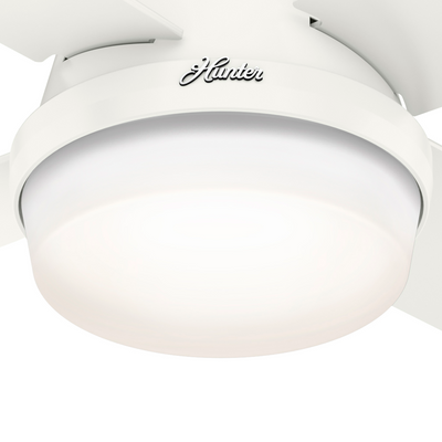44 inch Dempsey Fresh White Low Profile Damp Rated Ceiling Fan with LED Light Kit and Handheld Remote