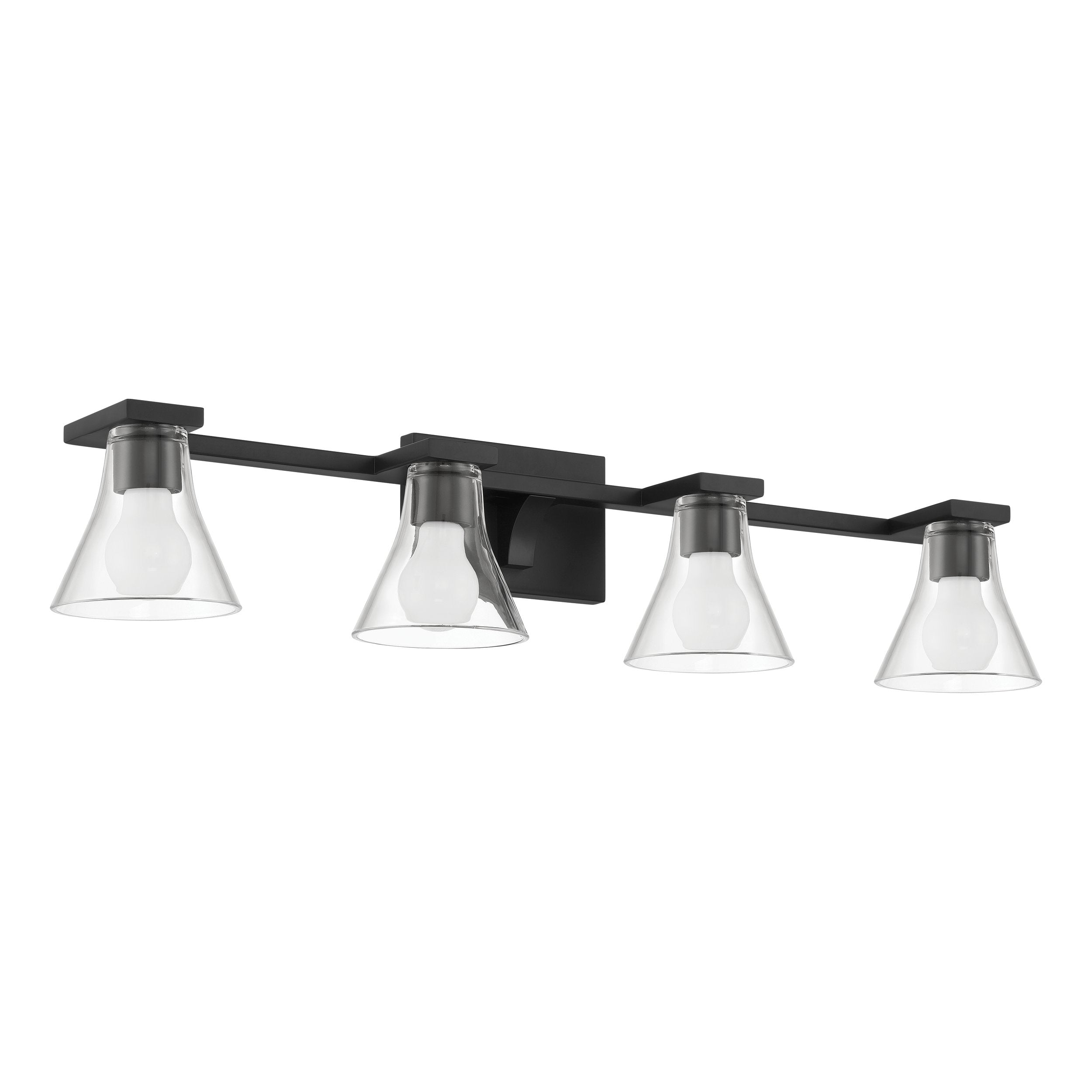 Gilford 33-inch 4-light Matte Black Vanity Light with Clear Glass Shades