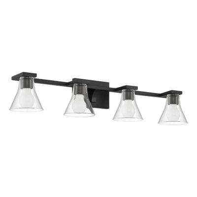 Gilford 33-inch 4-light Matte Black Vanity Light with Clear Glass Shades