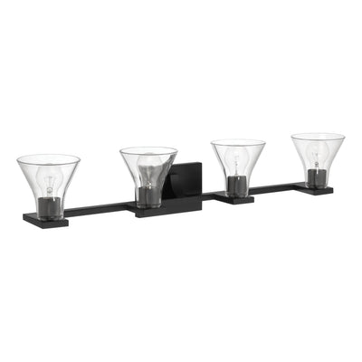 Gilford 33-inch 4-light Matte Black Vanity Light with Clear Glass Shades