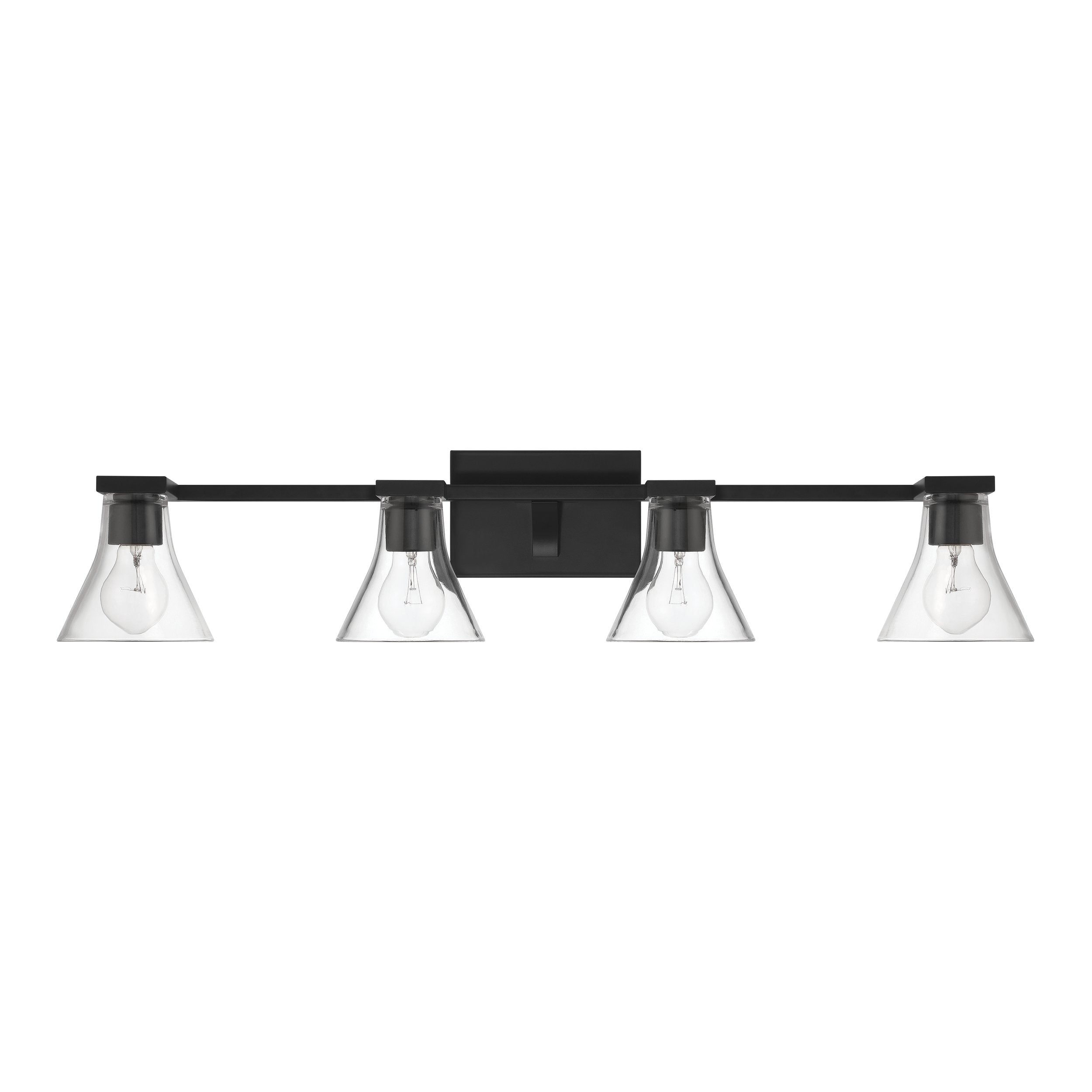 Gilford 33-inch 4-light Matte Black Vanity Light with Clear Glass Shades