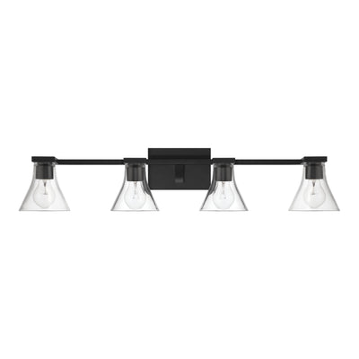 Gilford 33-inch 4-light Matte Black Vanity Light with Clear Glass Shades