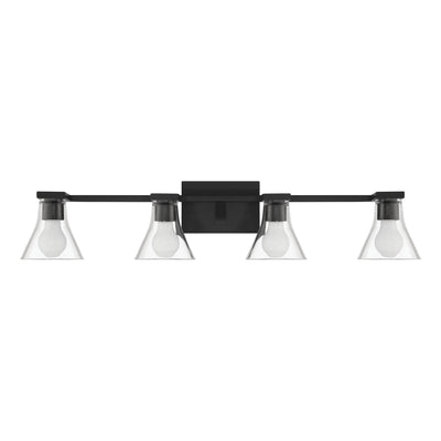 Gilford 33-inch 4-light Matte Black Vanity Light with Clear Glass Shades