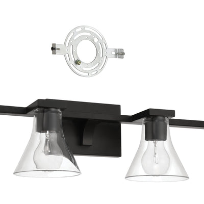 Gilford 33-inch 4-light Matte Black Vanity Light with Clear Glass Shades
