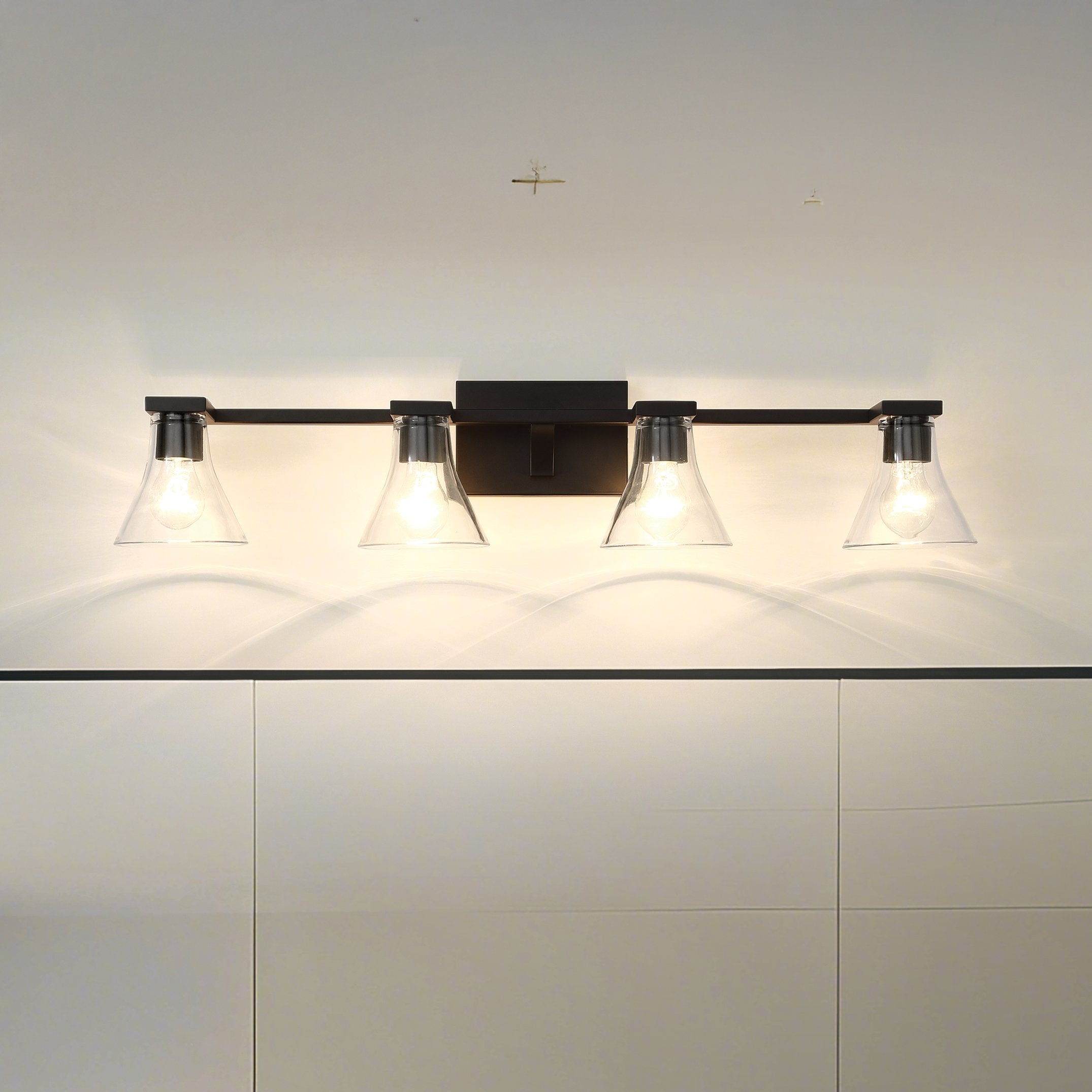 Gilford 33-inch 4-light Matte Black Vanity Light with Clear Glass Shades