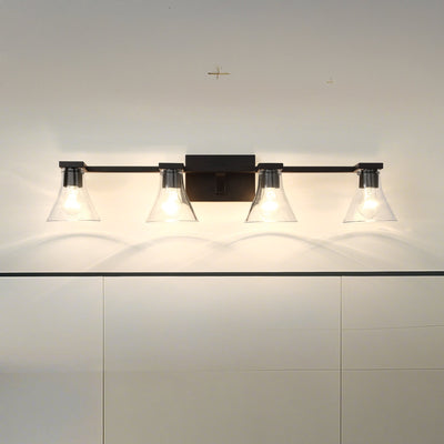 Gilford 33-inch 4-light Matte Black Vanity Light with Clear Glass Shades