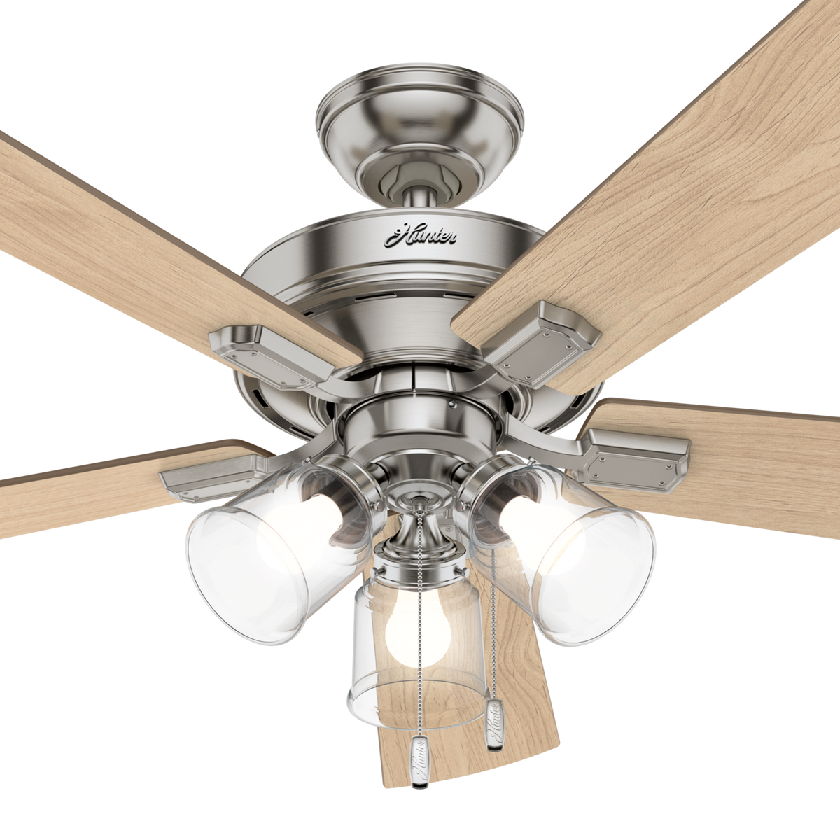 52 inch Crestfield Brushed Nickel Ceiling Fan with LED Light Kit and Pull Chain
