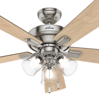 52 inch Crestfield Brushed Nickel Ceiling Fan with LED Light Kit and Pull Chain