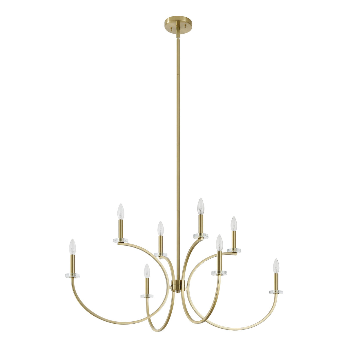 Florian 44-inch 8-light Brushed Gold and Clear Glass Chandelier