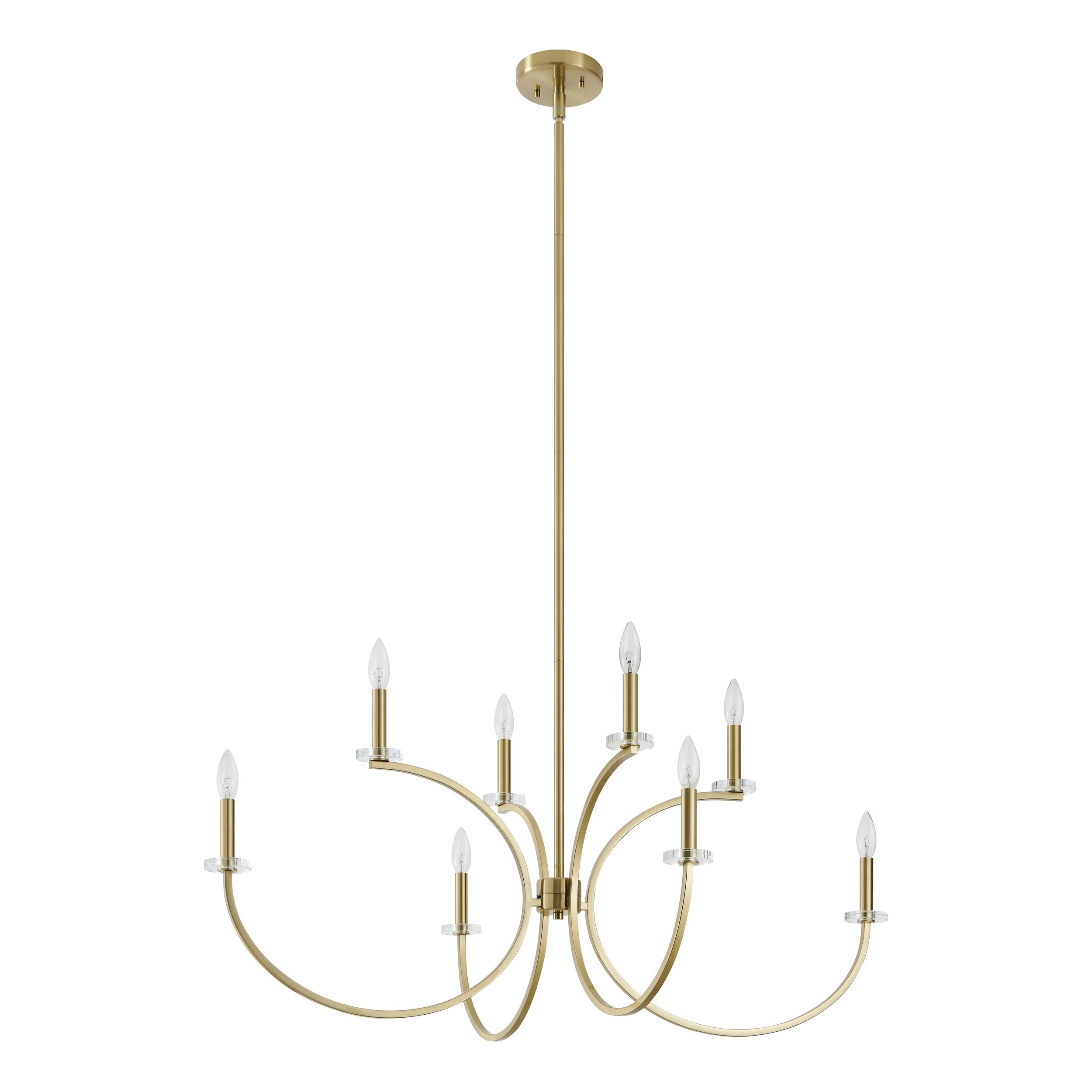 Florian 44-inch 8-light Brushed Gold and Clear Glass Chandelier