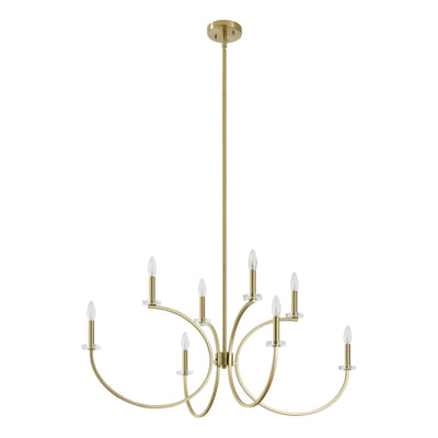 Florian 44-inch 8-light Brushed Gold and Clear Glass Chandelier