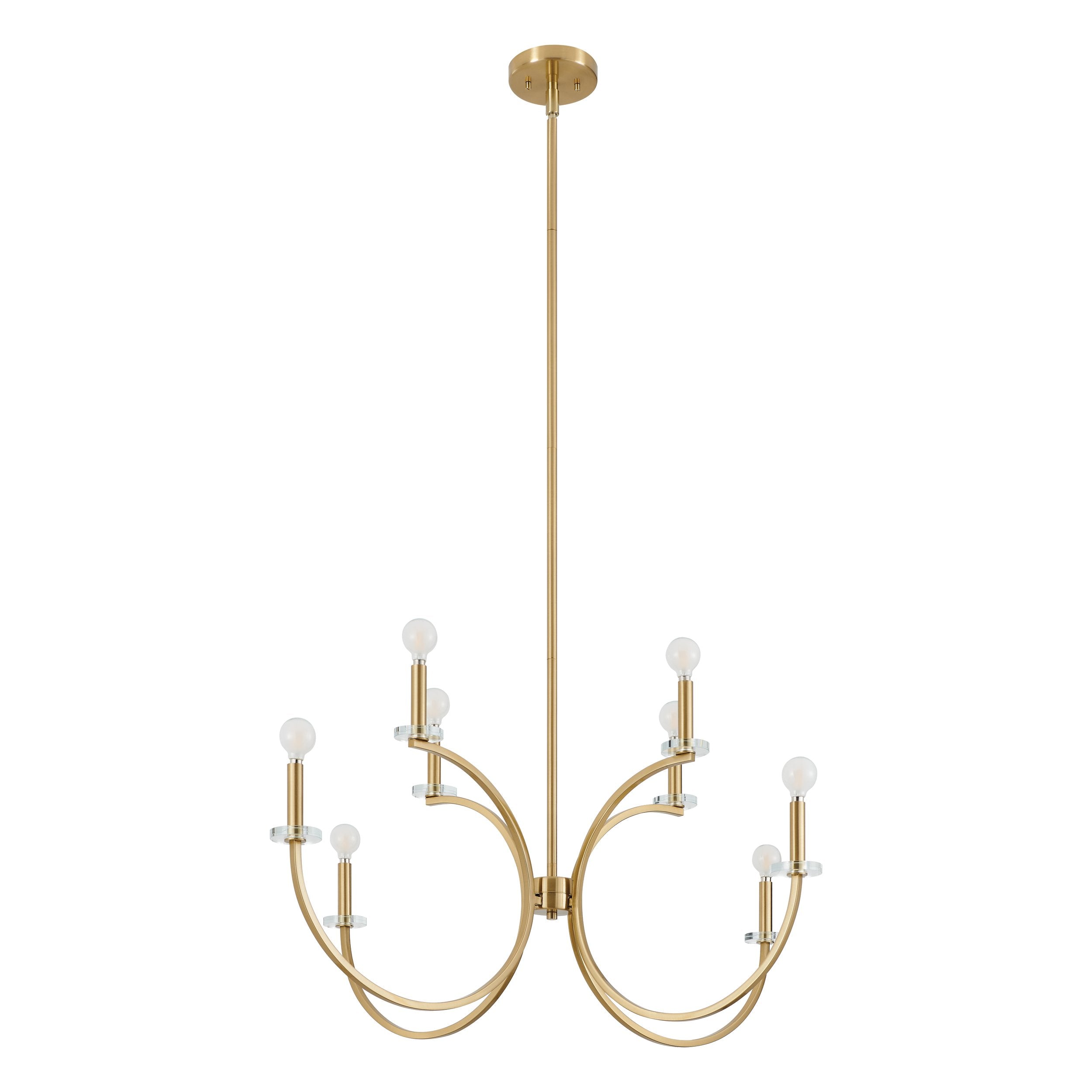 Florian 44-inch 8-light Brushed Gold and Clear Glass Chandelier
