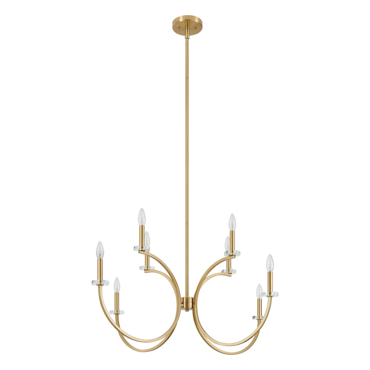 Florian 44-inch 8-light Brushed Gold and Clear Glass Chandelier