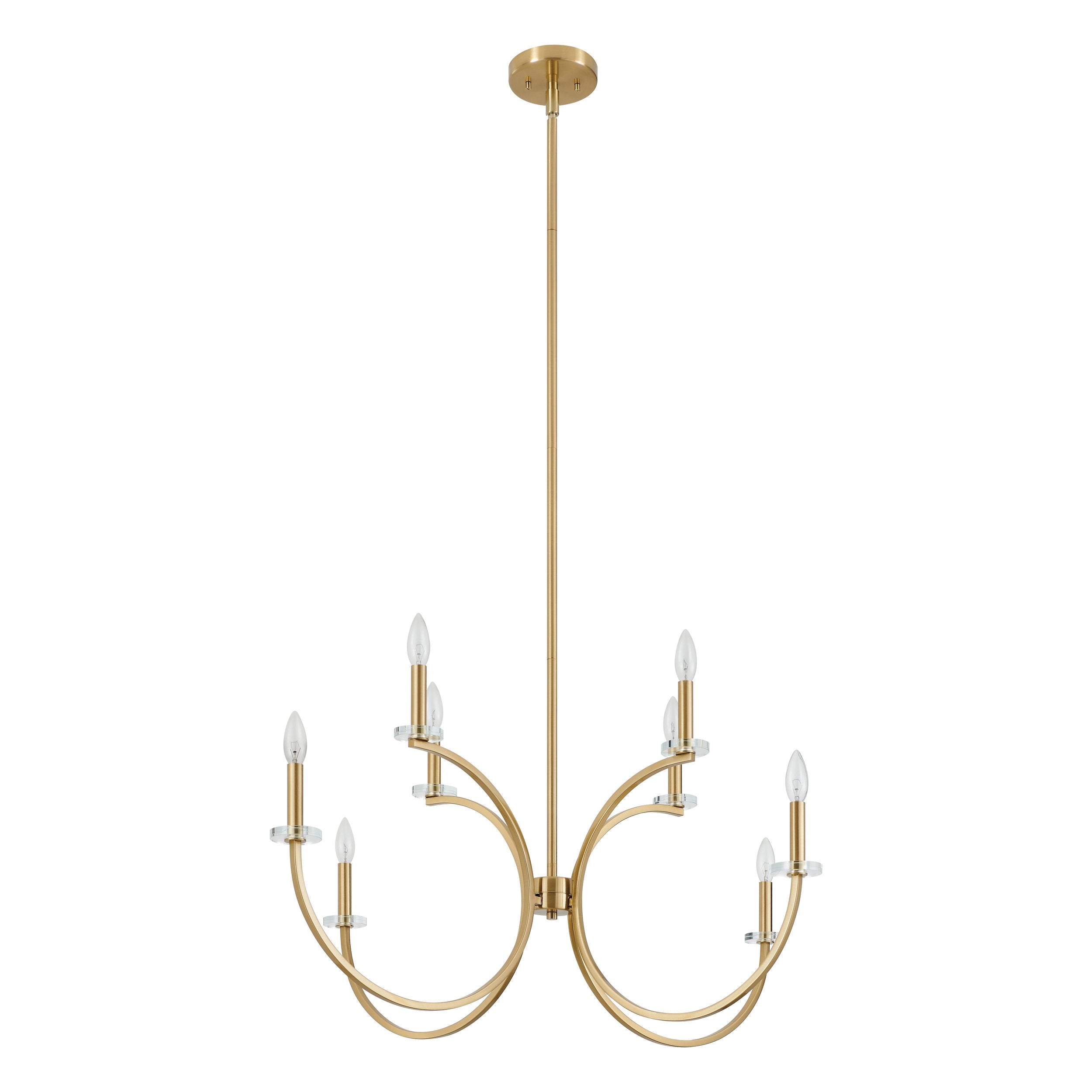 Florian 44-inch 8-light Brushed Gold and Clear Glass Chandelier