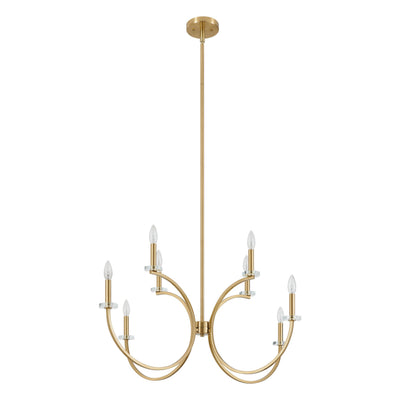 Florian 44-inch 8-light Brushed Gold and Clear Glass Chandelier