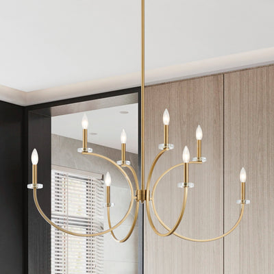 Florian 44-inch 8-light Brushed Gold and Clear Glass Chandelier