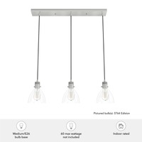 Van Nuys 30-inch 3-light Brushed Nickel Linear Pendant Cluster with Clear Glass