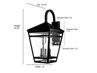 12'' Seager Textured Black 3 Light Wall Sconce