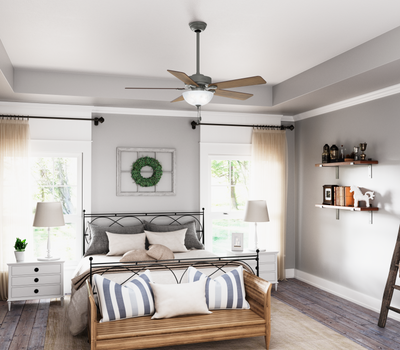 52 inch Swanson Matte Silver Ceiling Fan with LED Light Kit and Pull Chain