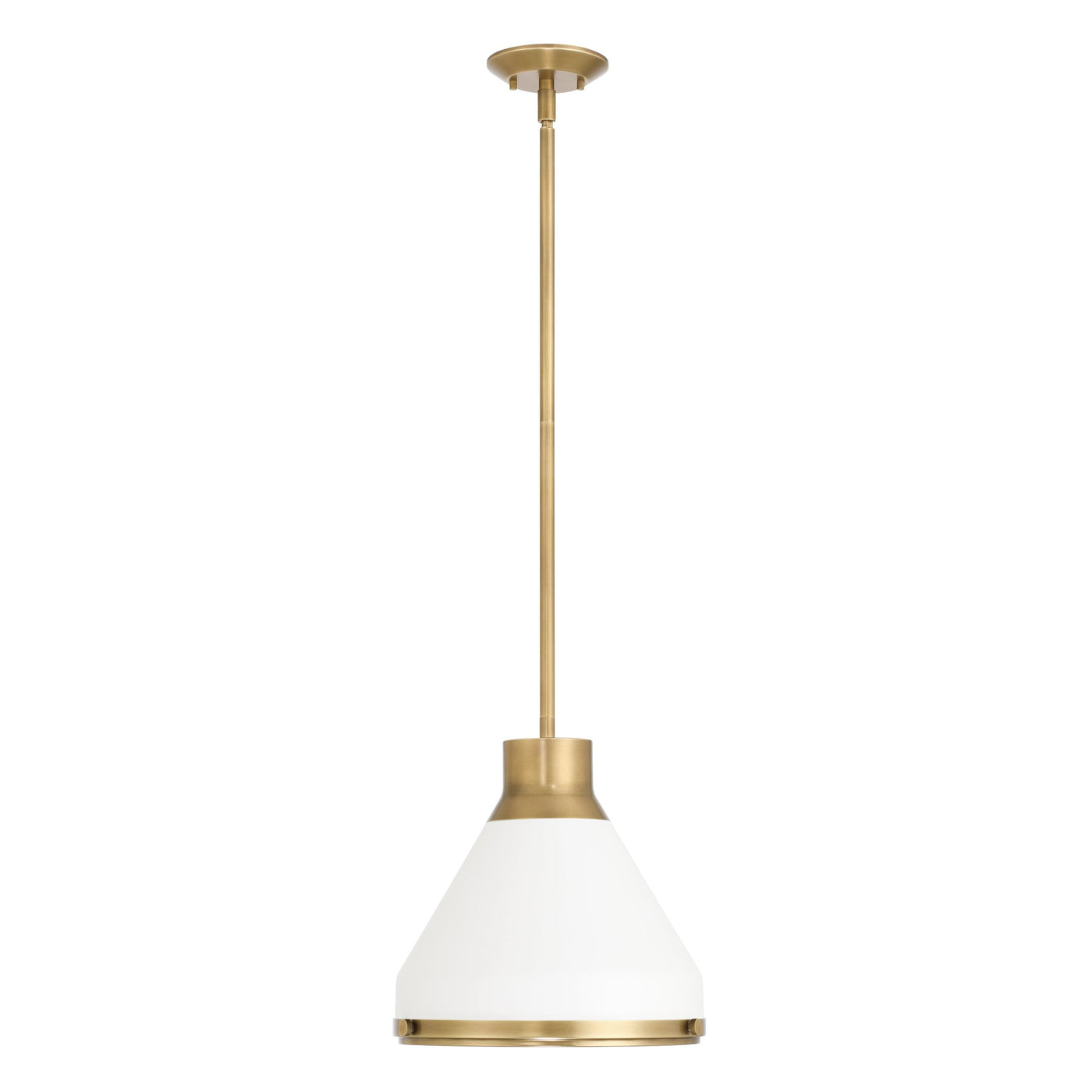 Doyle 13-inch 1-light Natural Brass Pendant Light with Matte White Metal Shade