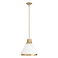 Doyle 13-inch 1-light Natural Brass Pendant Light with Matte White Metal Shade